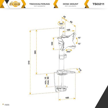 Кріплення для монітора RICOO TS5711: підставка для екрану 12-29 дюймів, кріплення VESA 75/100, настільний тримач для комп'ютера