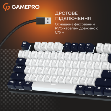 Дротова механічна клавіатура GamePro Genesis Metallic (MK110B) 87% Red switches