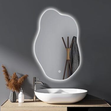 Дзеркало для ванної кімнати з підсвічуванням 62x90 см, 3 кольори світла, сенсорне управління, прямокутне, LED, для ванної/вітальні