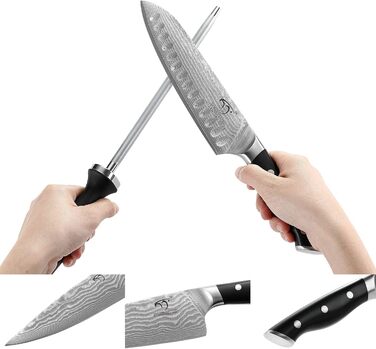 Набір кухонних ножів Дамаск з дерев'яним блоком, професійний набір ножів для кухні, VG10 сталь, 67 шарів, преміум якість