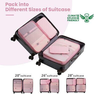 Набір органайзерів для одягу в подорож BAGAIL, 10 шт., компресійні пакувальні куби для валізи та ручної поклажі, рожевий