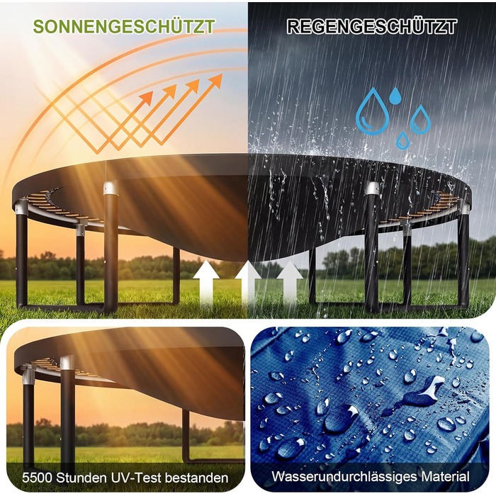 Батут Devoko вуличний з сіткою та кільцем для баскетболу, до 150 кг, Ø 305 см - для дітей та дорослих, блакитний