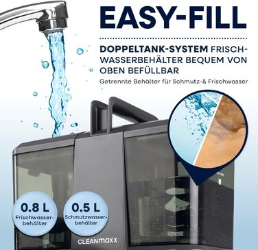 CLEANmaxx Професійний пароочисник та чисник для килимів та м'яких меблів | Пароочисник для плям | EASYmaxx засіб для чищення килимів | Для диванів, авто, килимів, м'яких меблів | Чорний, компактний, 330W