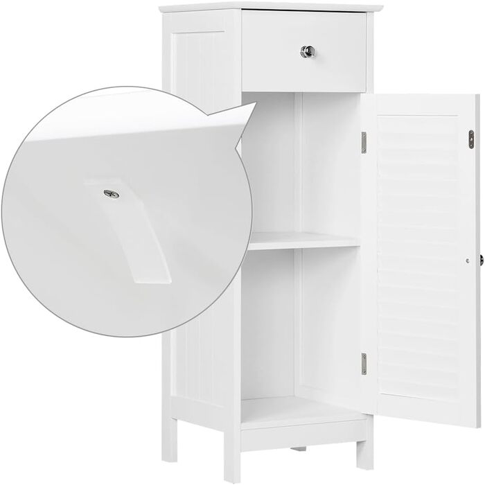 Шафка для ванної кімнати Yaheetech - вузька тумбочка з шухлядою та дверцятами, 32 x 30 x 87 см, біла