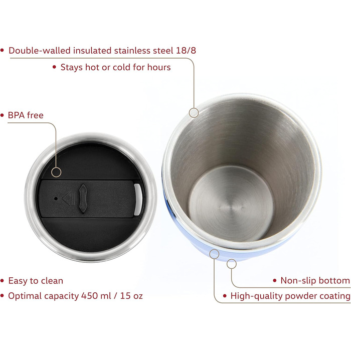 Термокружка BRISA VW Collection Volkswagen GTI, 450 мл, чорна, з подвійними стінками