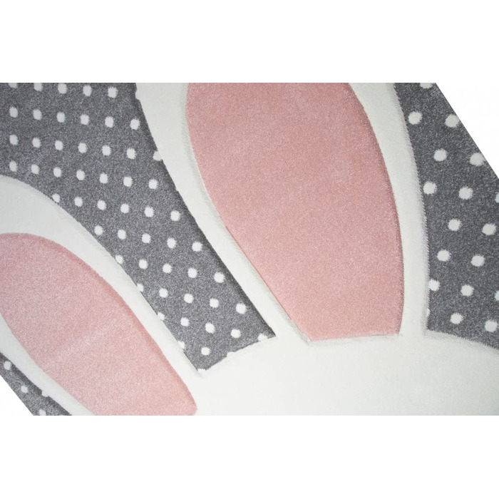Дитячий килимок для ігор, килимок для дитячої кімнати, дитячий килимок, кролик в рожево-біло-сірому кольорі (80 х 150 см)