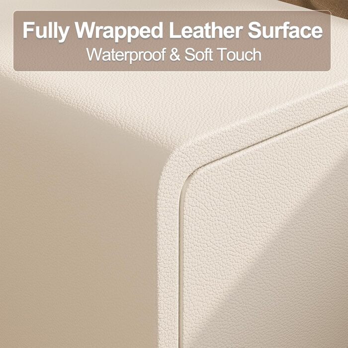 Нічний столик AQIMUELE, білий, з 2 шухлядами, 30 см, без встановлення, шкіряна поверхня