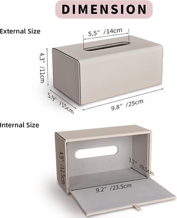 Склянка для серветок KingFOM з PU шкіри, бежевого кольору, прямокутна - для офісу, авто, дому