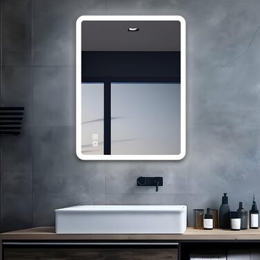 LED дзеркало для ванної кімнати з підсвічуванням 100x60 см, сенсорне регулювання, антизапар, 3 кольори світла, для ванної, туалету, коридору