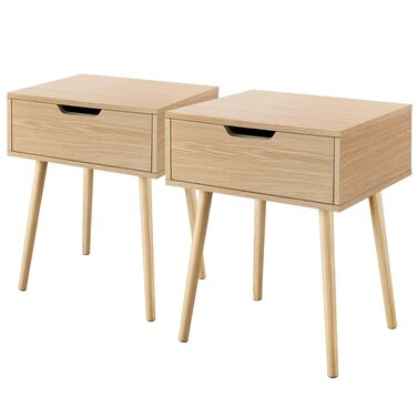 Приліжкові тумбочки Yaheetech (2 шт) з ящиком, світло-коричневий дуб