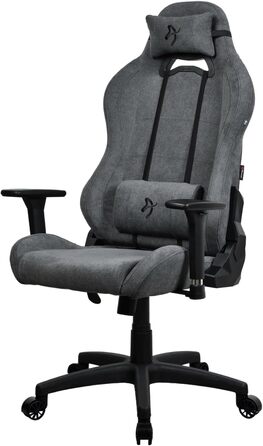Ігровий та офісний крісло Arozzi Torretta Premium з SoftFabric™, ергономічний дизайн, 3D підлокітники, висока спинка, регульована решітка, 2 подушки – (Ash)
