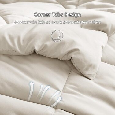 Ковдра CozyLux 200x200 см для всіх сезонів, ковдра з мікрофібри 300gsm, дихаюча ковдра, білий/бежевий (155x220 см)