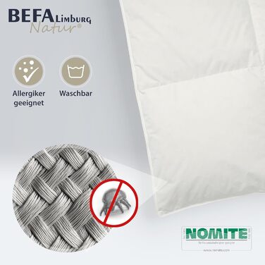 BEFA NATUR пухова ковдра 35x200 см, 560 г, для алергіків, Made in Germany