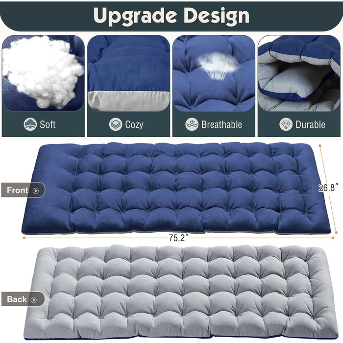 Сонячне ліжко MOPHOTO, розкладне для саду з матрацом, регульовані спинка та підніжка, портативне, для дому та вулиці, складане (зелене дитяче ліжко, матрац) (блакитне)