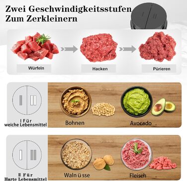 Електричний подрібнювач для кухні [500W] з нержавіючою сталлю, 2L чаша (скло+нержавіюча сталь) – кухонний комбайн для дитячого харчування, м'яса, овочів, цибулі (мідний двигун)