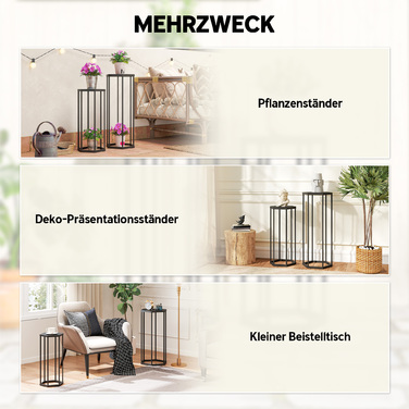 Набір з 2-х підставок для рослин для внутрішнього та зовнішнього використання, шестигранні металеві підставки для квіткових горщиків для саду, тераси, балкону