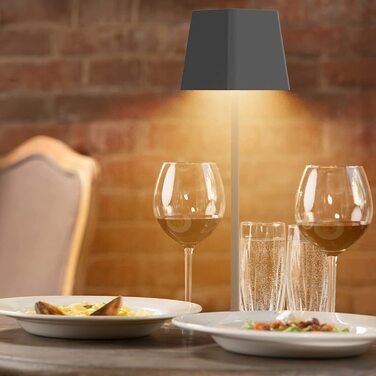 LED-лампа K-Bright на акумуляторі, диммер, тепле світло, для дому та вулиці, USB-C, 3000K, темно-сірий