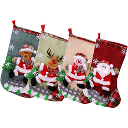 Різдвяні панчохи LUFEIS, Різдвяний комплект з 4 предметів 31 см, комплект з 4 великих чобіт Миколи, панчіх Миколи, панчіх z