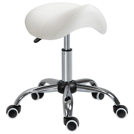 HOMCOM Rolling Stool Поворотний табурет з регульованим по висоті сідлом з оббивкою білого кольору для офісу та дому