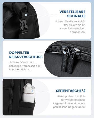 LOVEVOOK Рюкзак Rolltop, водонепроникний, 17 дюймів, для ноутбука, чорний. Ідеально для подорожей, університету, школи та велосипеда.