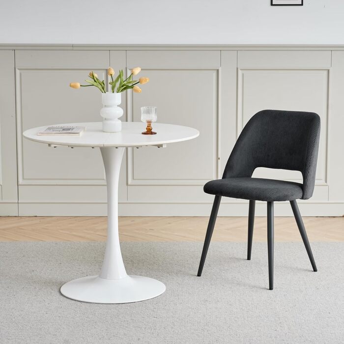 Набір стільців для їдальні/кухні, 8 шт., чорного кольору, з м'яким сидінням та спинкою з поролону. Підходить для їдальні, вітальні, кухні, спальні.