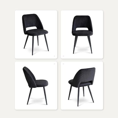 Набір стільців для їдальні/кухні, 8 шт., чорного кольору, з м'яким сидінням та спинкою з поролону. Підходить для їдальні, вітальні, кухні, спальні.