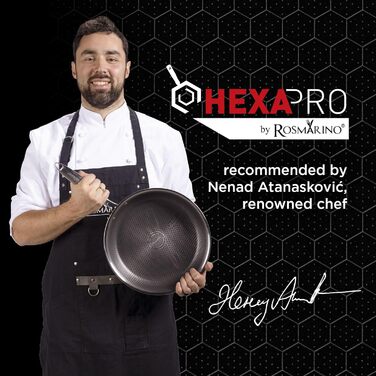 Сковорода ROSMARINO HexaPro 28 см сковорода з нержавіючої сталі преміум-класу, оптимальний розподіл тепла, стійка до подряпин, безпечна для духовки та легко чиститься, ідеально підходить для вимогливих кухарів Сковорода, 28 см