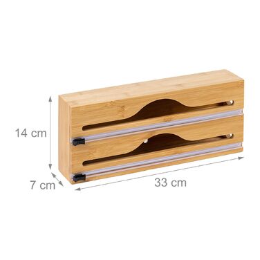 Диспенсер для харчової плівки Relaxdays з бамбука