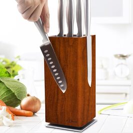 360 обертовий ящик для ножів магнітний без ножа магнітний тримач для ножів з благородної деревини акації, магнітна дошка для ножів і посуду для кухонного столу надвеликої місткості