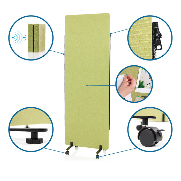 Набір з 2-х мобільних акустичних перегородок FLEXMIUT, зелені, hjh OFFICE