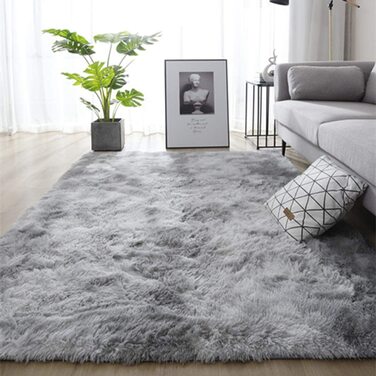 Килимки Leesentec, круглі Килимки для спальні, вітальні, нековзні м'які пухнасті килимки, ворсисті килимки, великі Килимки для передпокою (білий/сірий, 140) (сіро-білий, 160*200 см)
