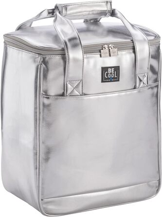 Ізольована водонепроникна сумка-холодильник для пляшок Fun Bottle-Bag також може використовуватися як холодильна коробка, 18 x 13 x 36 смH, об'єм 18,5 літра Срібло