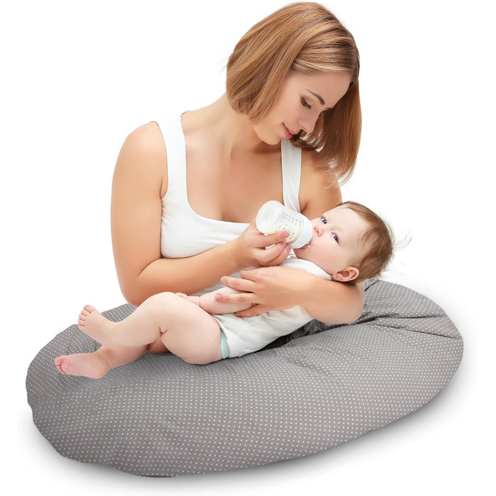 Подушка для сну на бік для малюків Totsy Baby - 190 см, подушка вагітних, подушка для сну, оeko-tex, сірі крапки