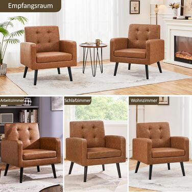 Крісло-мішок Yaheetech з підлокітниками, коричневе, з поліуретану, до 136 кг, для вітальні