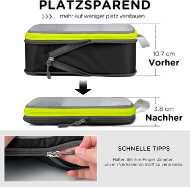 Набір органайзерів для подорожей Cipway: компресійні сумки для одягу та рюкзака, легкі сітчасті пакувальні куби (6 шт), чорний