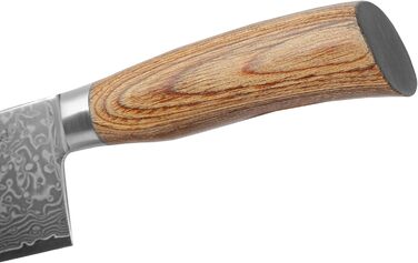 Японський ніж Wakoli EDIB Pro Nakiri з дамаської сталі (серцевина VG10), 18 см - гострий, точний та ергономічний. Ніж з ручкою з паккавуду в подарунковій коробці - для овочів та зелені, срібний.