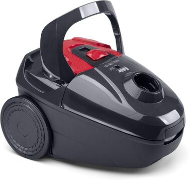 Пилсос Fakir Red Vac Power з мішком, 700W, з кабелем, HEPA фільтр H13, тихий двигун 69dB(A), великий мішок 3л, радіус дії 9м, чорно-червоний (TS 121)