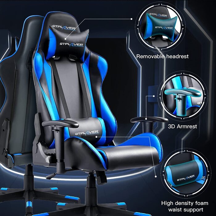 Ігрове крісло gtplayer чорно-синє