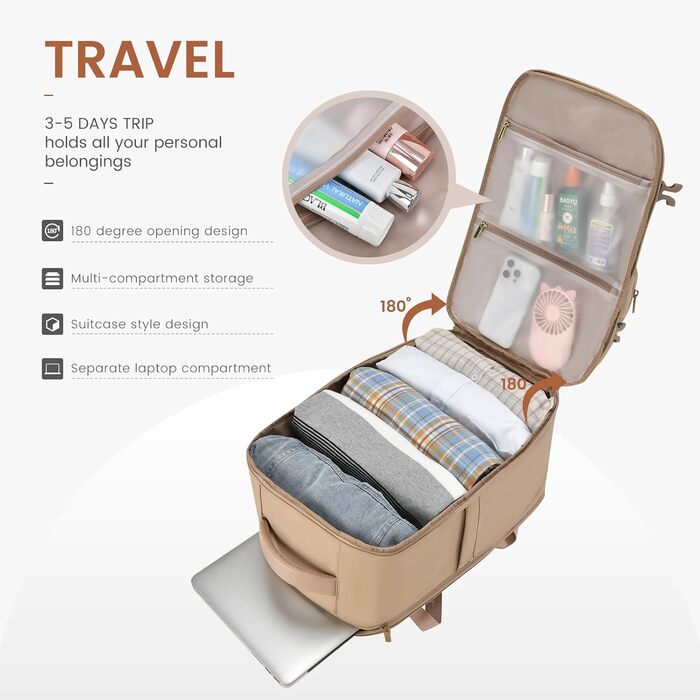 LOVEVOOK Рюкзак для ручної поклажі в літак 40L, жіночий великий, 17.3