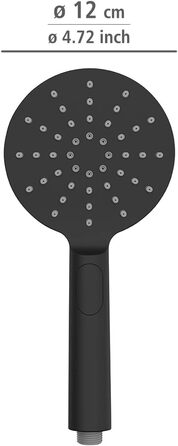 Дизайн душової лійки WENKO Міцний універсальний ручний душ, стильний душовий спрей з 3 типами струменя та зручним перемиканням кнопок, легке очищення від вапняного нальоту, високоякісний пластик, Ø 12 см (чорний)