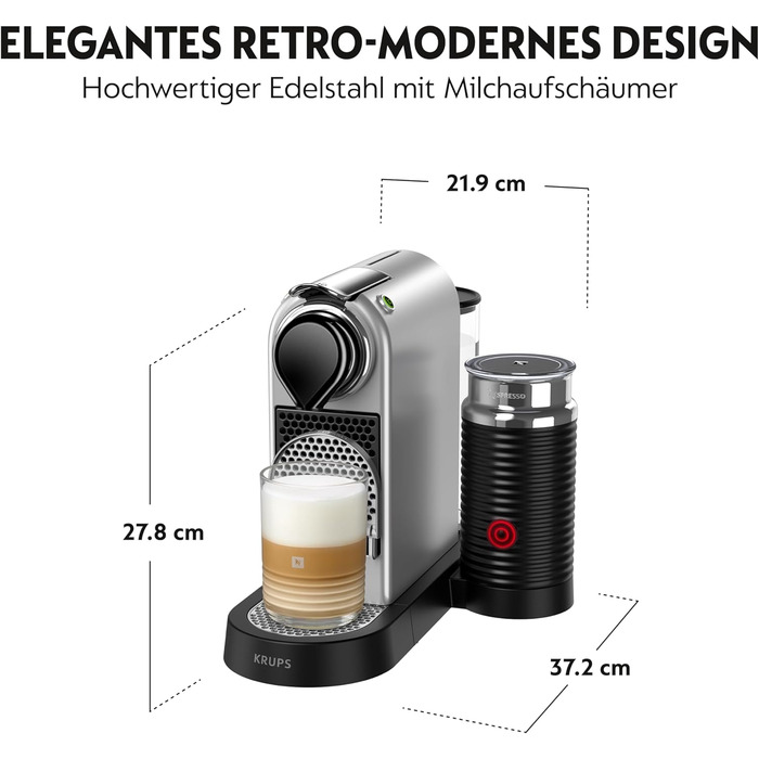 Кавомашина Nespresso Krups Citiz & Milk XN741B с автоматичним відключенням, срібна