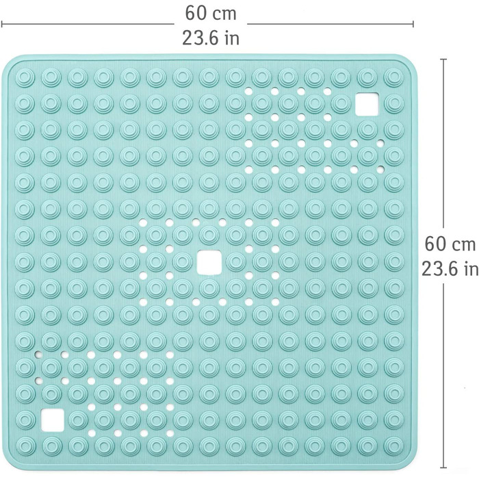 Деталь приводу-італійський килимок для душу преміум-класу, нековзний для літніх людей і дітей-60x60 см, стійкий до цвілі - не містить бісфенолу А - протиковзкий килимок для душа / ванни-квадратна форма-сертифікат TUV- (синій)