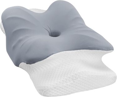 Ортопедична подушка FUNYKICH з піною з пам'яті, сірого кольору, з двома рівнями висоти (11/13 см), дихаюча та пральна, для комфортного сну на боці, спині та животі