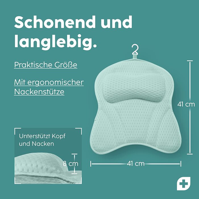 Подушка для ванни Vesta+ Badewannenkissen L з присосками, м'ятного кольору, для шиї та підтримки голови
