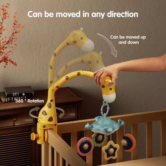 Мобіль для ліжечка TUMAMA 3 в 1 з проєктором, нічником та музикою для малюків