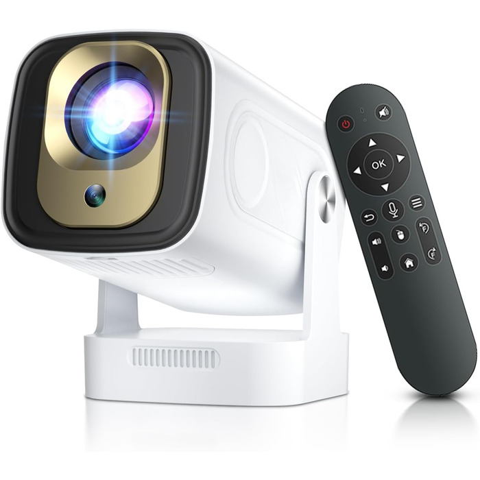Beamer 4K HY260pro: Портативний проєктор з Wi-Fi 6, Bluetooth 5.4, Android TV, 180° обертанням, 18000 люмен, 5W динамік для дому та відпочинку