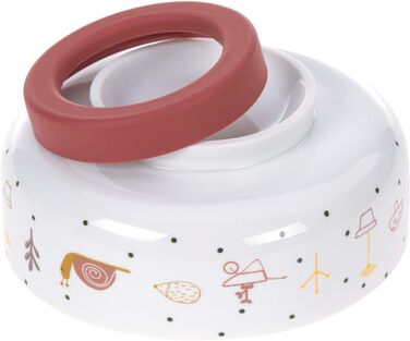 Набір дитячого посуду LÄSSIG Garden Explorer: тарілка, миска, чашка з силіконовим кільцем (червоний)