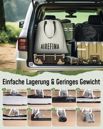 Надувне ліжко Airefina для 1 особи з вбудованим насосом, 99x190x46 см. Гостьове ліжко, компактне, з сумкою для перенесення, до 295 кг.