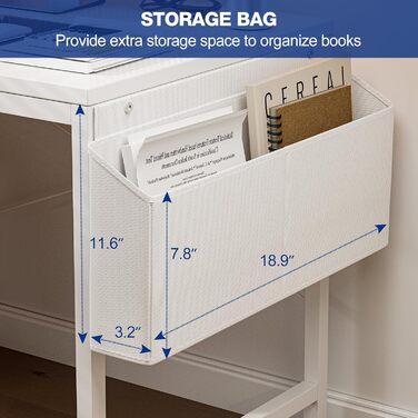 Ігровий стіл Grandder 120 см з розеткою та LED-підсвіткою, білий. Комп'ютерний стіл з регульованими полицями та ящиком, для дому та офісу 120 x 50 см