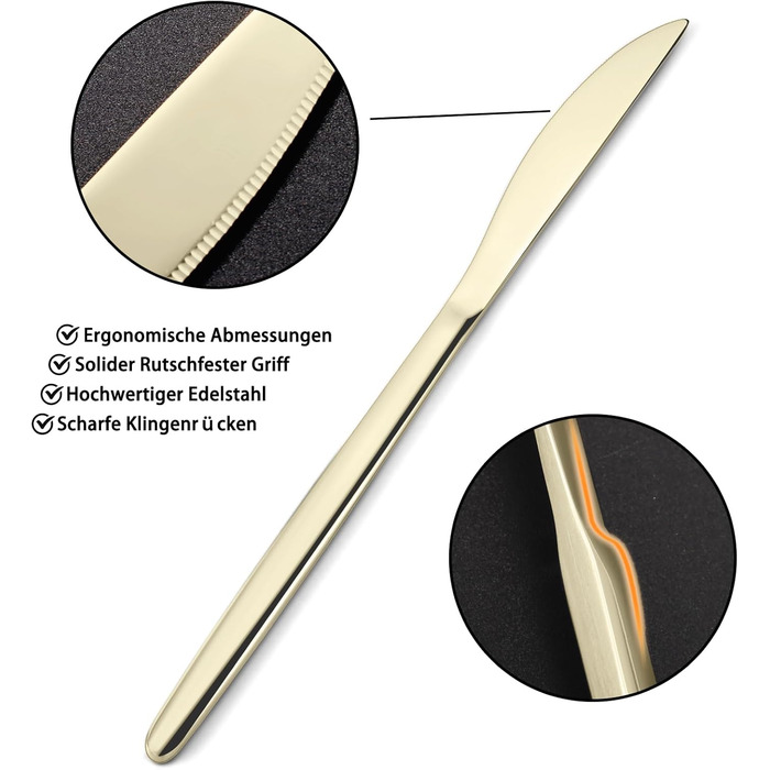 Набір столових приборів на 6 осіб, Targzier, 30 предметів, нержавіюча сталь, кольоровий, для кухні/готелю/ресторану, високоякісний, придатний для миття в посудомийній машині (60 предметів, Champagne)